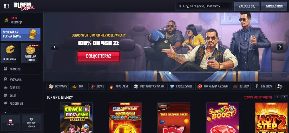 MafiaCasino homepage depozyt BLIK kasyno